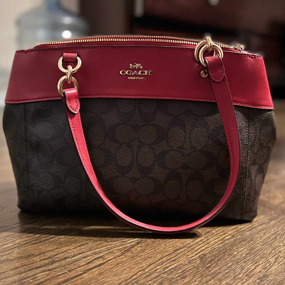 NWT Coach Brooke Carryall Bag Red/Brown $395